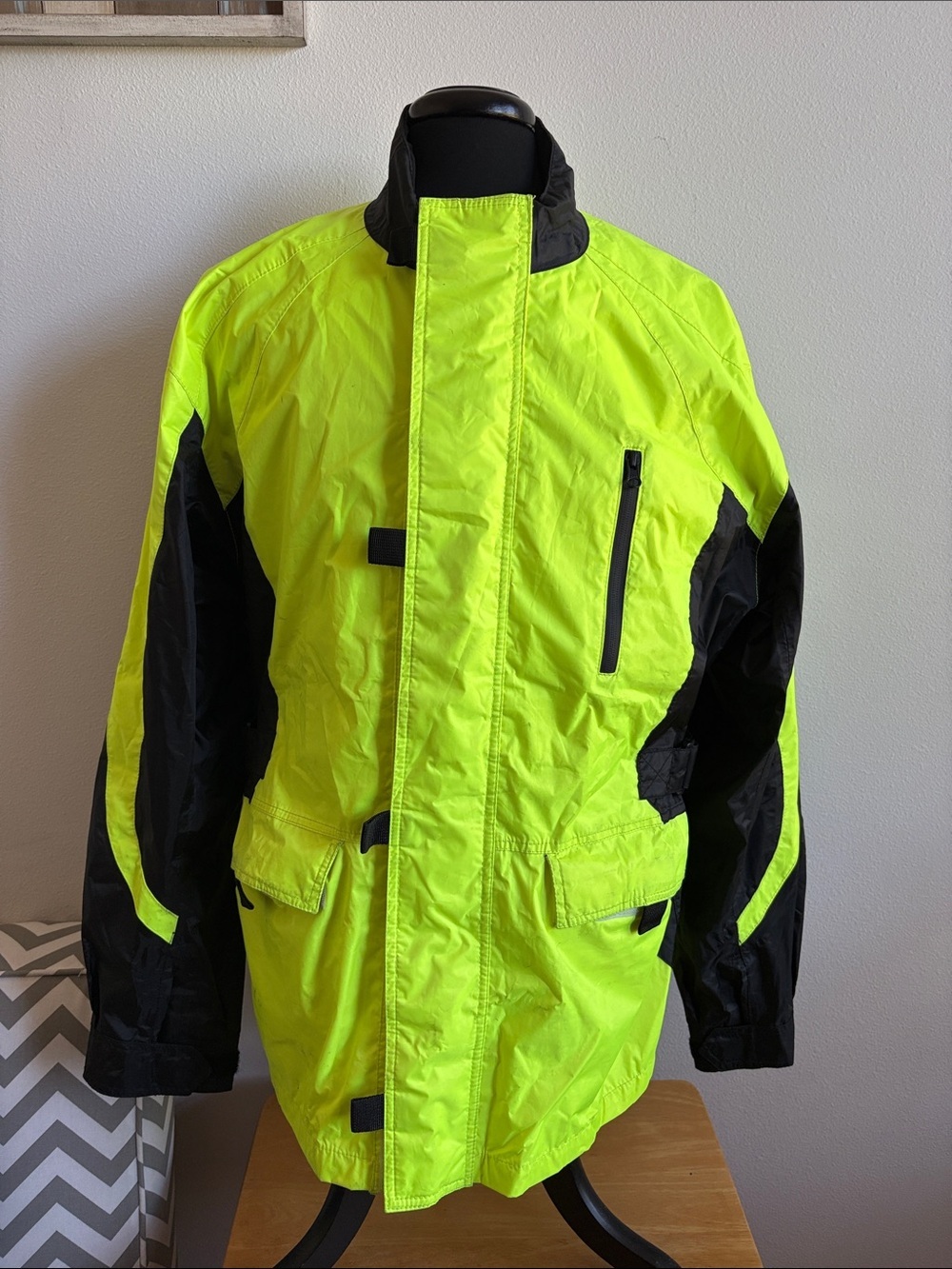 Brooks Sportswear High-Visibility Waterproof Motorcycle Jacket Size Large